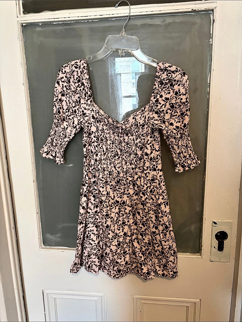 Floral Mini Dress in Pink & Black Size small